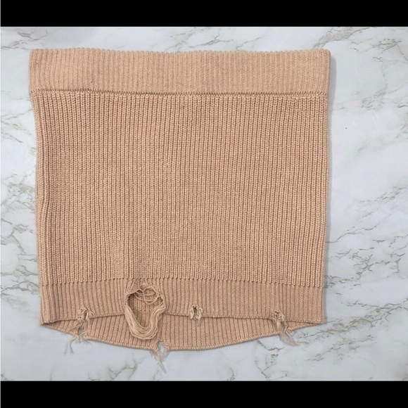 Ser.o.ya Seroya Alora Mini Skirt in Natural.Knit. Distressed. Size XS. NWT! - Picture 6 of 6